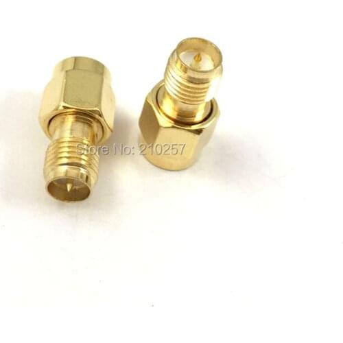 Free Shipping 10pcs RF SMA Connector RP SMA Female to SMA Male Plug Connector Adapter Goldplated Straight