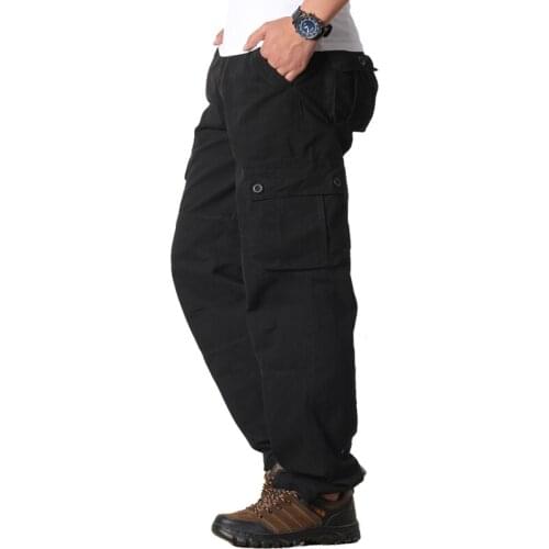 Loose Straight Slacks Long Trousers Plus Size 44 Mens Cargo Pants Casual Multi Pockets Military Tactical Pants Male Outwear