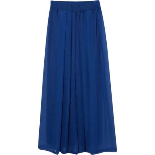 Summer Wide Leg Pants Women Plus Size Chiffon Pants High Waist Solid Elegant Palazzo Pants Casual Loose Skirt Trousers 5XL 6XL