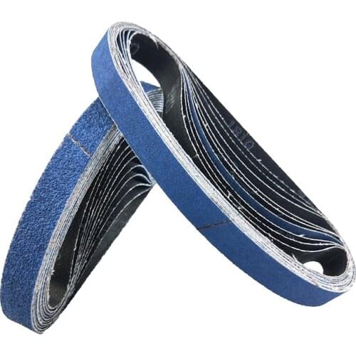 10 Pcs 520x20mm Blue Aluminium Oxide Sanding Paper 40-120 Grit Polishing Sandpaper Grinding Pad Disc Abrasive Belts for Sander