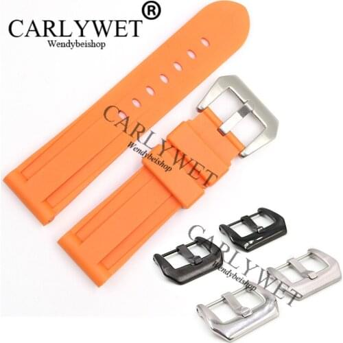 CARLYWET 24mm Wholesale Newest Orange Waterproof Silicone Rubber Replacement Wrist Watch Band Strap For Luminor