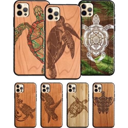 Turtle Wood Pattern For iPhone 12 Pro Max Mini Cover TPU Phone Case For iPhone 11 Pro Max XS X XR 7 8 Plus