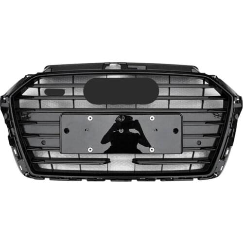 Black Bumper Grille With ACC Hole Car Front Bumper Grill Mesh Hood Front Center Middle Grille for Audi A3/S3 2017-2019 Car Mesh
