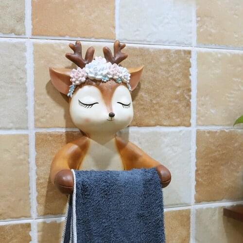 Elk Shape Toilet Paper Holder Toilet Hygiene Resin Tray Free Punch Hand Tissue Box Household Paper Towel Holder Reel Spool Devic