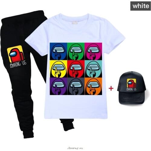 Cartoon printing Kids tops+Pants Kids Cartoon Game Among Us kids Boys toddler t shirt Pant christmas clothing Tracksuit outfit