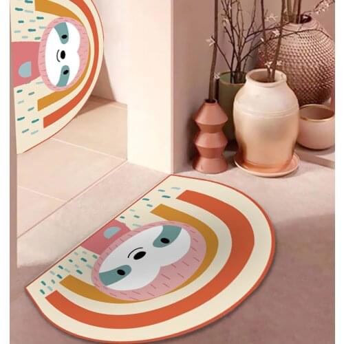 European Minimalist Style Half Round Water Absorbent Bath Mats Entrance Doormat Anti Slip Floor Mat Bedroom Carpet Bathroom Rugs