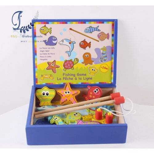 Interaction Early education helps the mind toy wood box magnetic 12 the fishing parent-children fishing game