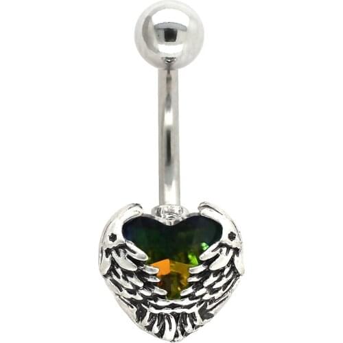 JHJT 1PC Steel Belly Button Rings Crystal Navel Piercing Heart Style Navel Belly Piercing Sex Body Jewelry Piercing
