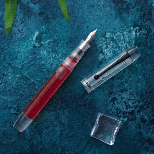 Tramol 328 Resin Dropper Fountain Pen Transparent Matte / Clear Body with Clip Large-Capacity Iridium EF/F 0.38/0.5mm Gift Pen