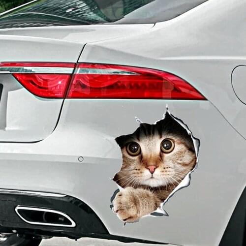 Fashion Art Stickers 3D Stereo Anime Funny Creative Personality Kitten Cat Dog Simulation Styling Car Decoration Accessories