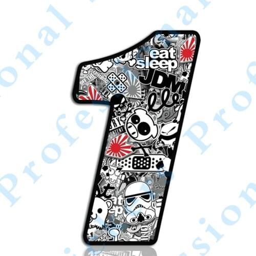 STICKY Number Bomb Skull Vinyl Decal Sticker Car Auto Motocross Moto Sport Start Racing Tuning Laptop Trunk