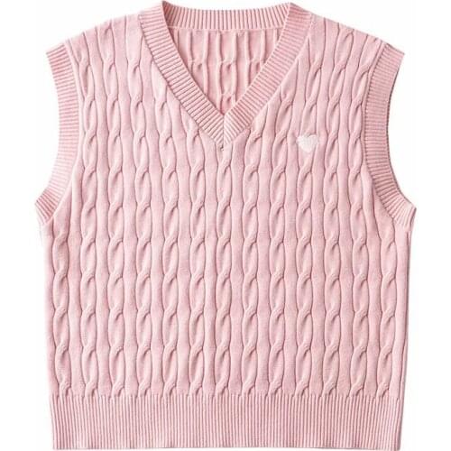 Early autumn 2021 new products European and American blogger British hemp plait knitted vest loose sweater vest dlsy1864