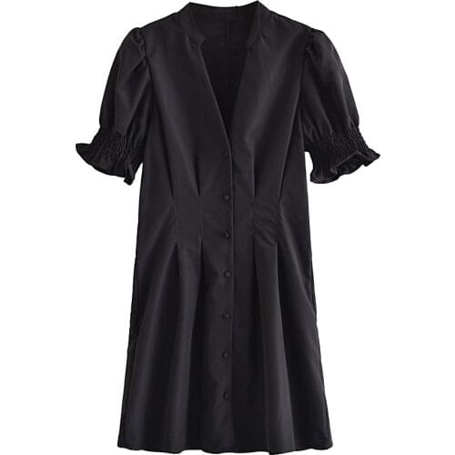 Za New Women Patchwork Lapel Slim Straight Short Sleeve Mini Skirt Dresses Female Chic Dresses XITIMEAO