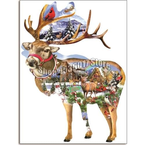Reindeer Training 5D Diy Diamond Painting Cross Stitch Diamond Embroidery Birds Wild Life Hobbies Crafts Mosaic Christmas gifts