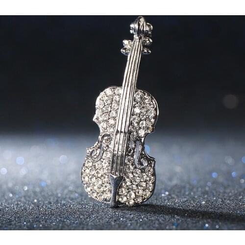 Personality Women Brooches Crystal Rhinestone Violin Brooches Jewelry Accessories Brooch