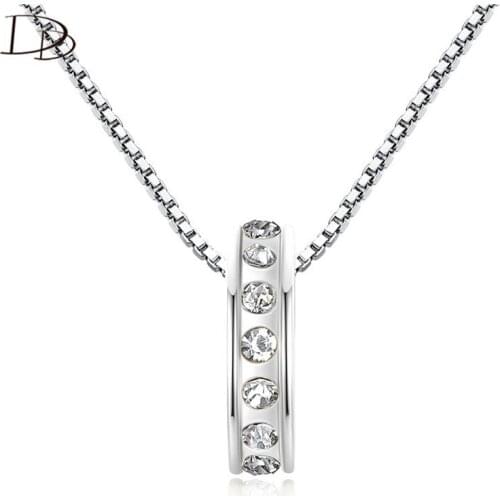 DODO Wheel Austrian Crystal Pendants & Necklace For Women Trendy Couple Jewelry White Gold Color Box Chain Zircon Bijoux N31