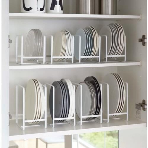 Kitchen Cabinets Shelf Free Punching Plate Rack Mini Tableware Dish Rack Wrought Iron Plate Drainer Rack