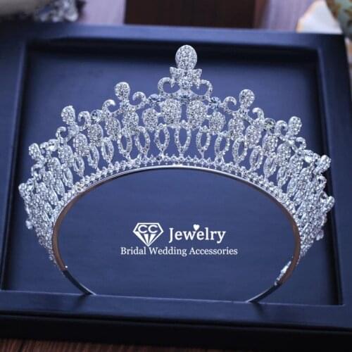 CC Tiaras and Crowns Hairband Headband Wedding Hair Accessories for Bride Women Jewelry Charms Large Crown Luxury Hairwear KC46