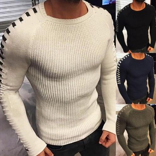 Simple Knitted Jumper-Men Knitwear 2020 Knitwear Long Sleeve Knitted Sweater Men Autumn Winter Solid Color Sweater Pullover Warm
