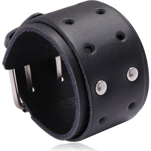 4cm Wide Wrap Bangle Brown Genuine Leather Watch Strap Bracelet Jewelry Punk Men Layer Wristband Bangle Pulsera Hombre