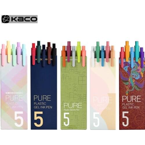 KACO Sign Pen Gel Pen 0.5mm Refill Smooth Ink Writing Durable Signing Pen 5 Colors Vintage Color Macarons Pens Gift Set