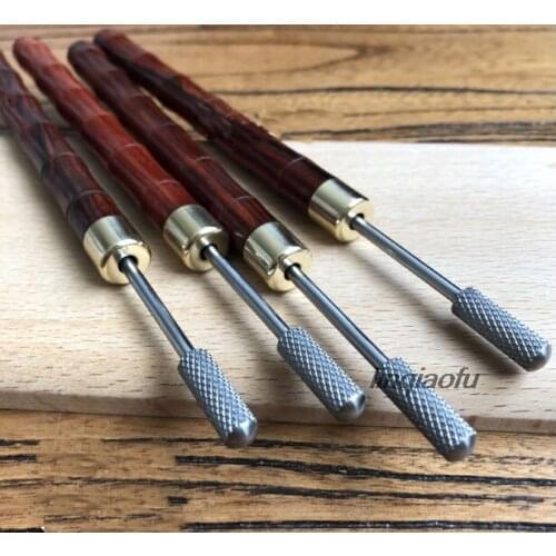 Sandalwood handle oil pen Handmade leather DIY leather edge processing Edge banding tool