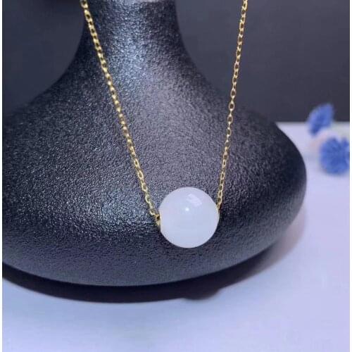 SHILOVEM 18k yellow gold natural White Jasper pendants none necklace classic wholesale Fine women gift round new mymz1010558hby
