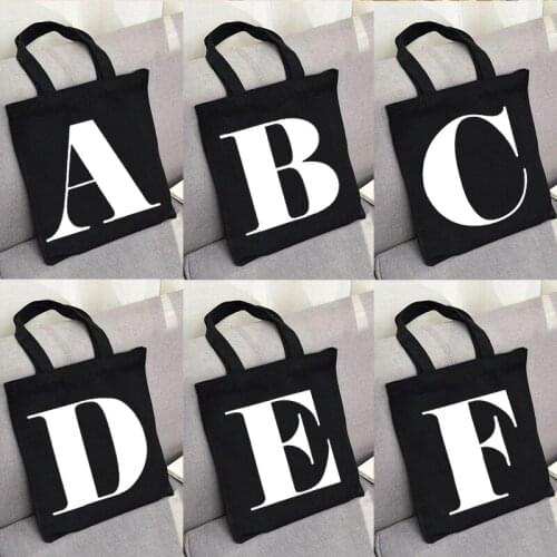 Ladies Handbags Cloth Canvas Tote Bag Simple Letters Pattern Female Shopping Travel Women Eco Reusable Shoulder Shopper Bags