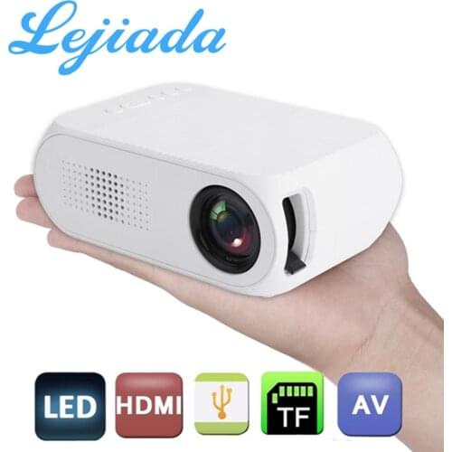 LEJIADA YG320 LED Mini Portable Projector 3.5mm Audio 600 lumens Support 1080P HD Playback HDMI USB Projector Home Media Player