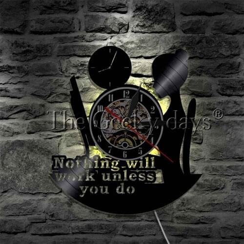 Maya Angelou Workout Quotes LED Wall Art Nothing Will Work Unless You Do Decorative Mood Night Light Clock Wall Lamp