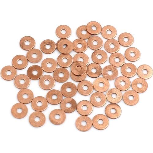 Uxcell 50 Pcs 4mm Inner Diameter Copper Washers Flat Sealing Gasket Rings for Cars