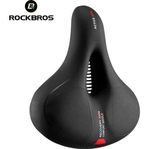 ROCKBROS Road Bike Saddle Rainproof PU Surface Soft Memory Sponge Shockproof Bike Seat MTB Saddle Reflective Bicycle Saddle Seat
