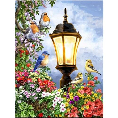 Sparrow street light landscape Full Drill Square round 5d DIY Diamond Painting Embroidery Rhinestone puzzles pictures mosaic kit