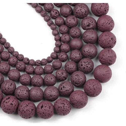 YHBZRET Dark red Natural Lava Stone Beads Rubber Volcanic Round Spacer Loose beads for Jewelry making DIY bracelet 4/6/8/10/12MM