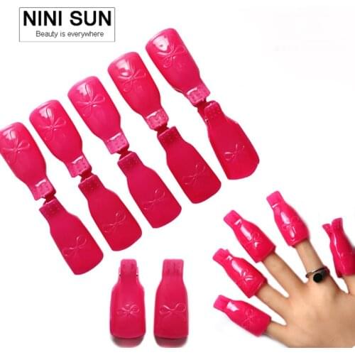 10Pcs/Set New Plastic Remover Gel Polish Nail Art Soakers Remover Soak Off Cap Clip UV Gel Polish Wraps Nail Tools Cleanser