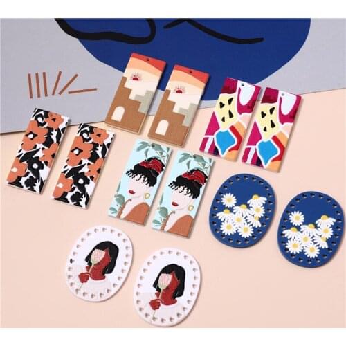 Min order 10pcs/lot cartoon flowers/girls pattern print geometry ovals/rectangle shape acrylic beads diy jewelry accessory