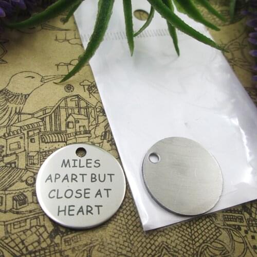 10pcs--"MILES APART BUT CLOSE AT HEART"stainless steel charms 5 styles for choosing DIY Charms for necklace bracelets