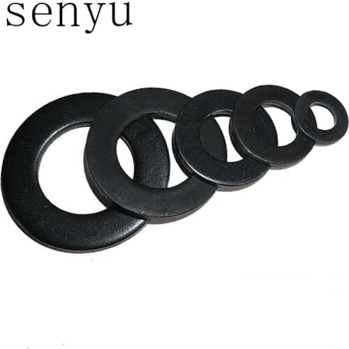 100pcs/lot M4 M5 M6 M8 M10 M12 M14 M16 8 Level Pad Black Carbon Steel Flat washer Ring Washer Plated Flat Spacer Gasket