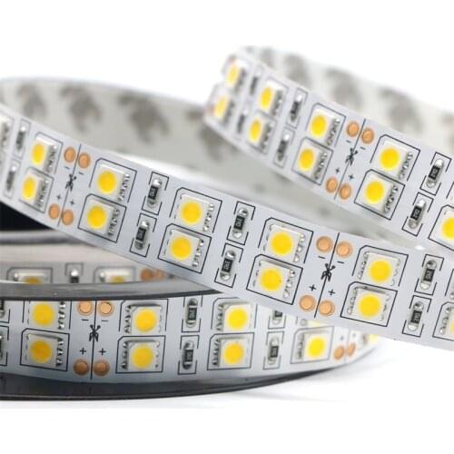 DC12v 120leds/m RGB led strip 5050 5m/reel double row warm white/white led tape light Non waterproof