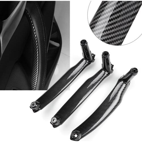3pcs Carbon Fiber ABS Car Styling Interior Door Pull Handle Trim Parts For BMW E70 E71 E72 X5 X6 2008 2009 2010 2011 2012 2013