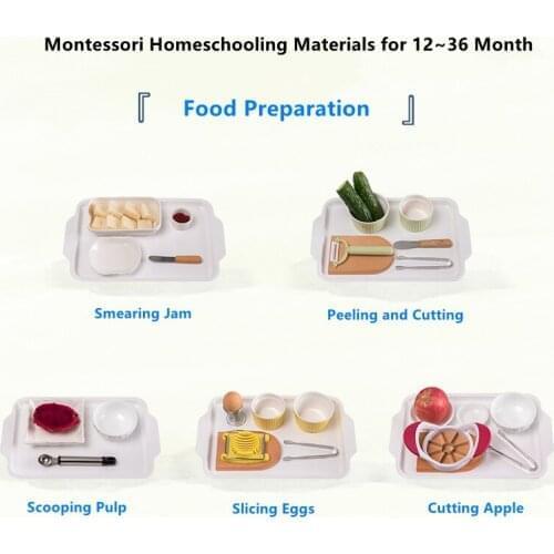 5 Sets) Montessori Homeschooling Materials for 12~36 Month Kids Food Preparation Childhood Early Educational Toys