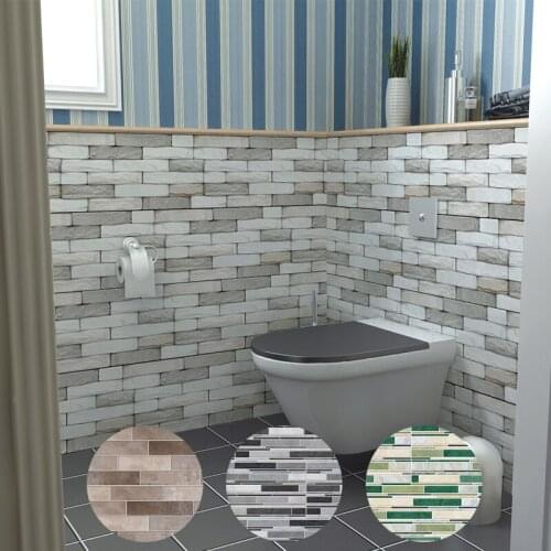 9pcs PVC Bathroom Tile Wall Sticker Waterproof Peel and Stick Backsplash Vinyl Smart Tile Self Adhesive Kitchen Wall Sticker