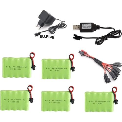 NI-CD 6v 1800mah Battery + 6V Charger Sets For Rc toys Cars Boats Guns Tanks Robots Truck AA NICD 6v Rechargeable Battery Pack