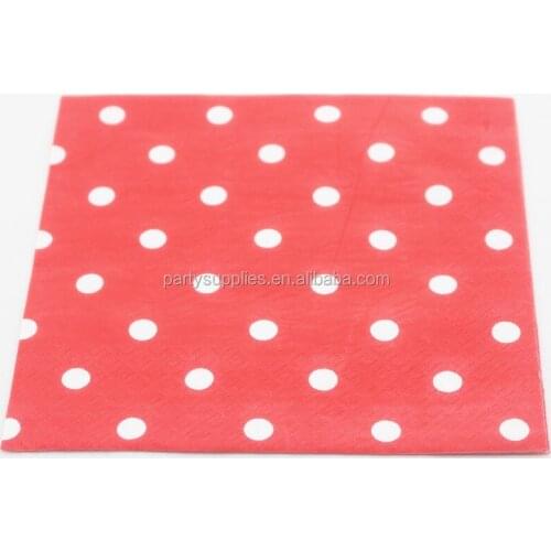 Free ship 18colors of 400pcs Red and White Polka Dot Napkins Statement Table Decor Classic Style Wedding Favor Paper Napkins