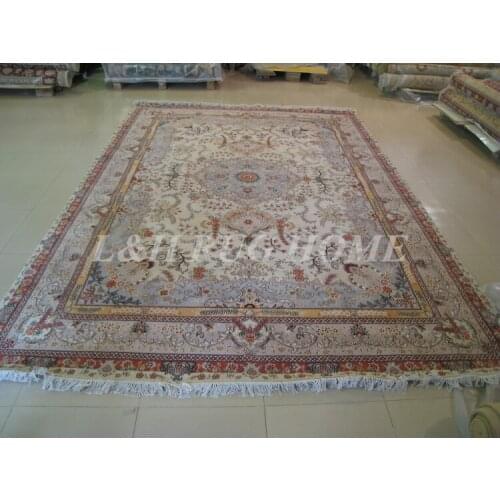 Free shipping 10'x14'160 Line Hand-knotted Wool and Silk Oriental Persian Rug handmade persian carpet