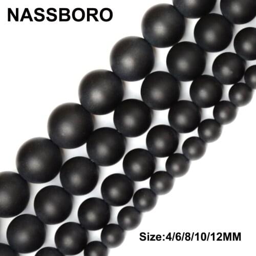 Natural Stone Beads Round Black Dull Polish Matte Onyx Agates Beads For Jewelry Making DIY Necklace Bracelet Handmade Wholesale