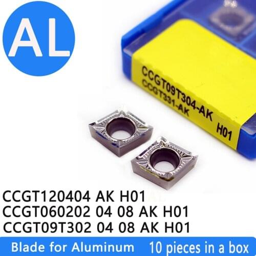 10pcs CCGT09T304 AK H01 Aluminum turning tool cutter blade Insert Cutting Tool CNC Tools AL +TIN Alloy wood CCGT 09T304