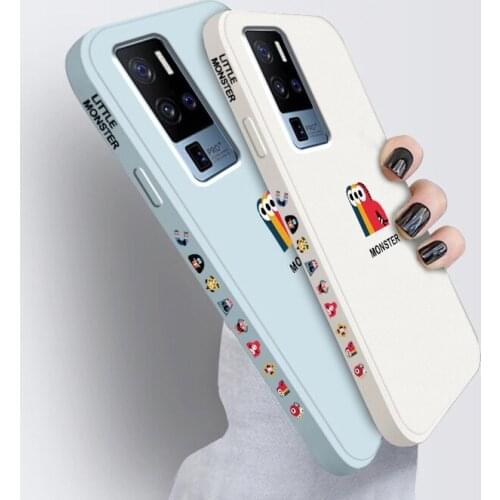 For Vivo X50 Pro Plus Cases Original Fashion Liquid Silicone Shockproof Soft Shell Cover Cartoon Phone Case
