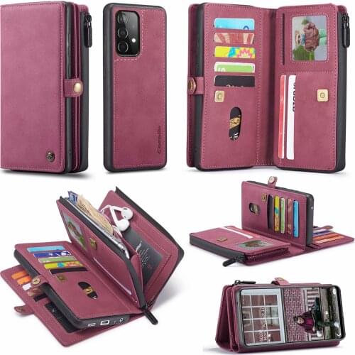 Zipper Wallet Case for Samsung Galaxy A52 5G 4G Folio Detachable Magnetic Card Slots Phone Cover Case for Samsung A52 A72 Funda