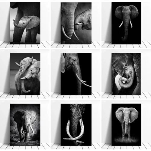 Black And White Animal Decorative Painting Elephant Poster Personality Creative Art Corridor Entrance Opposite Wall Painting Cor